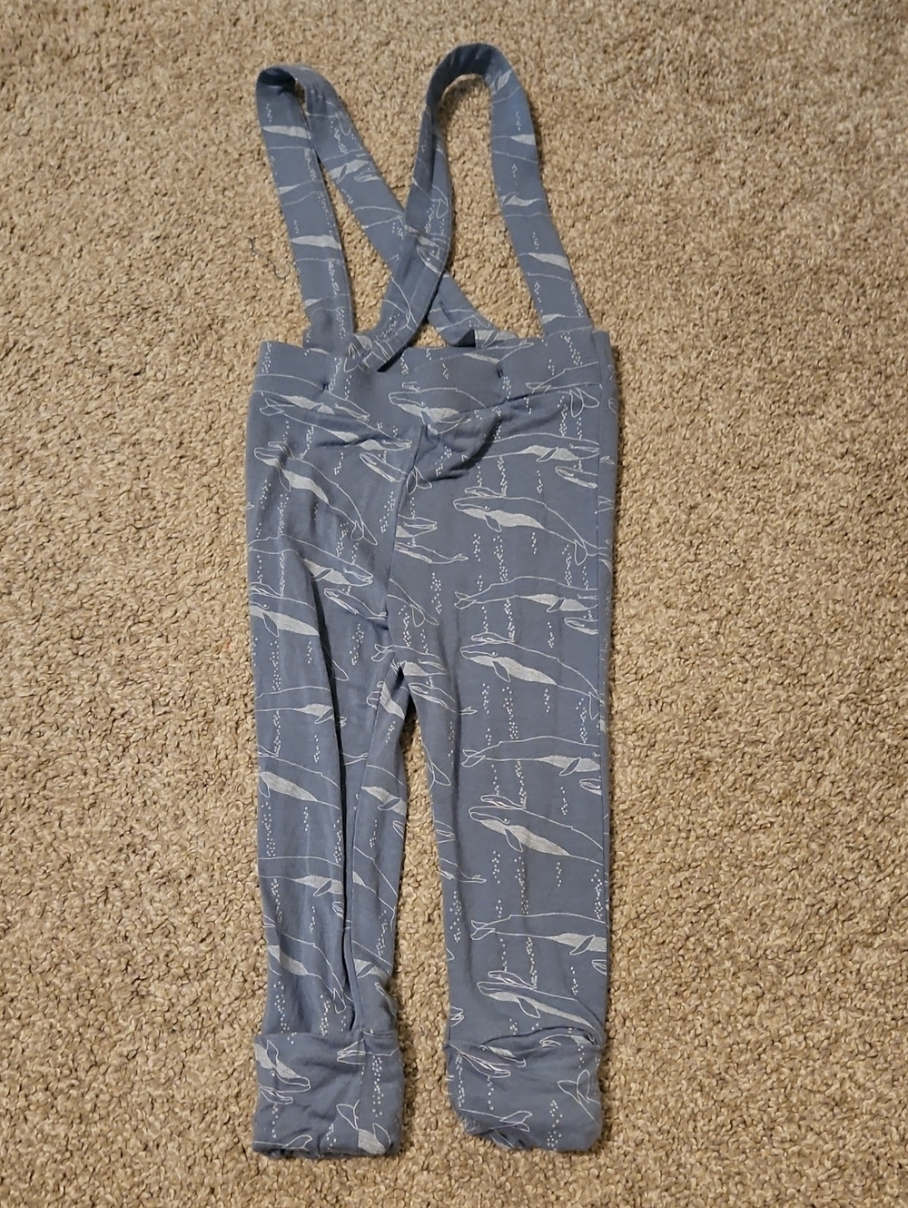 Kate Quinn 18-24M Modal Whale Suspender Pants Overalls Light Blue